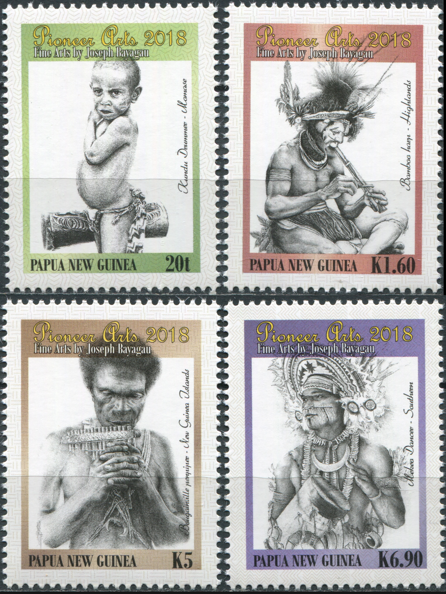 Papua New Guinea. 2018. Pioneer Art. Musical instrument (MNH **) Set of 4 stamps