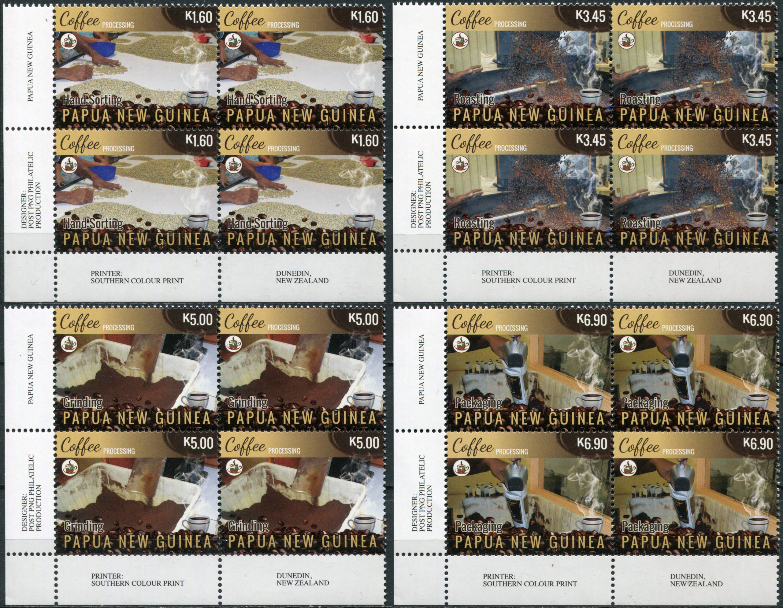 Papua New Guinea. 2018. Coffee industry in Papua New Guinea (MNH **) set of 4 Blocks