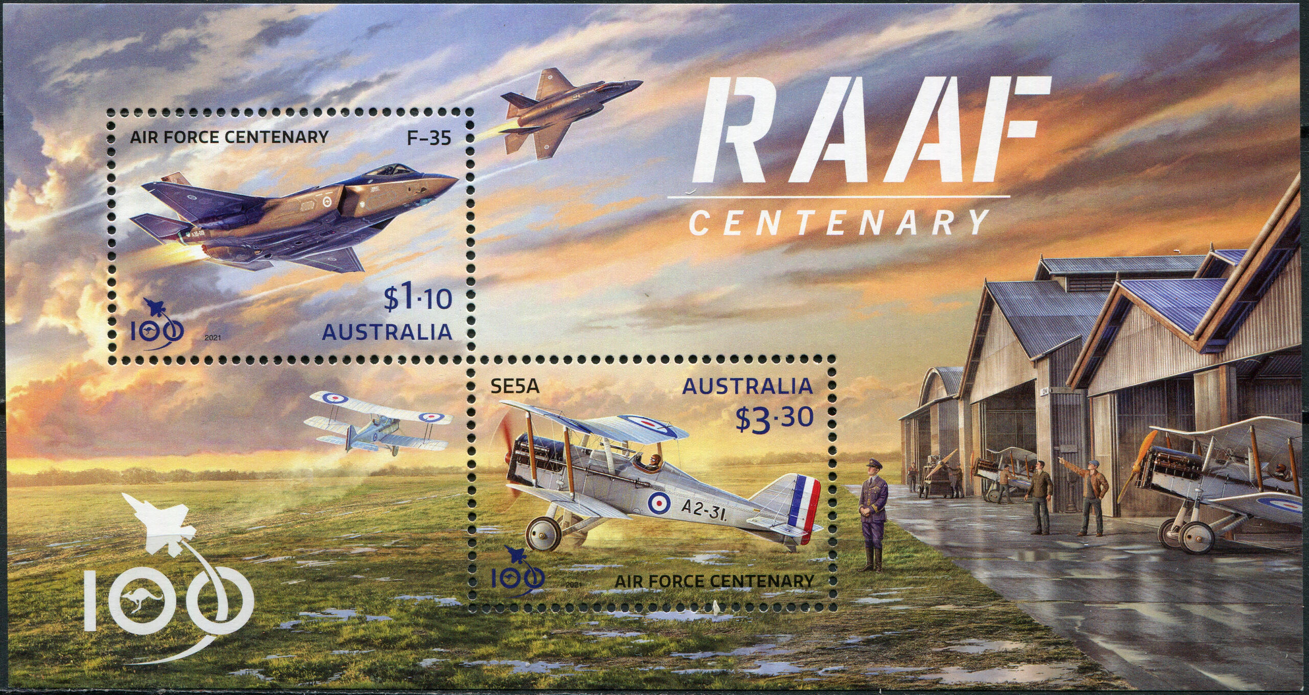 Australia. 2021. 100th Anniversary of the Royal Australian Air Force (MNH **) Souvenir Sheet