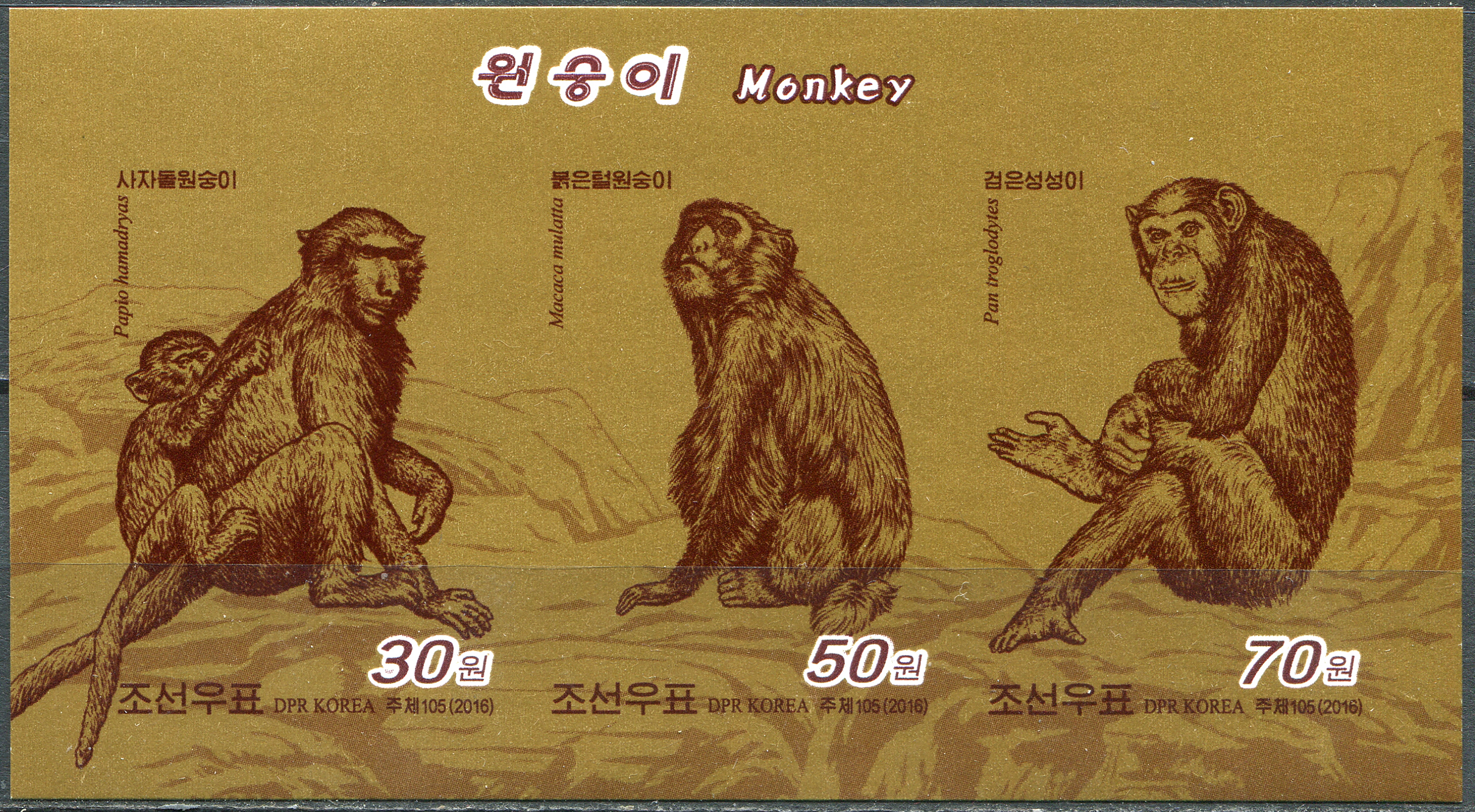 Korea, Democratic People's republic of. 2016. Monkey (MNH **) Souvenir Sheet