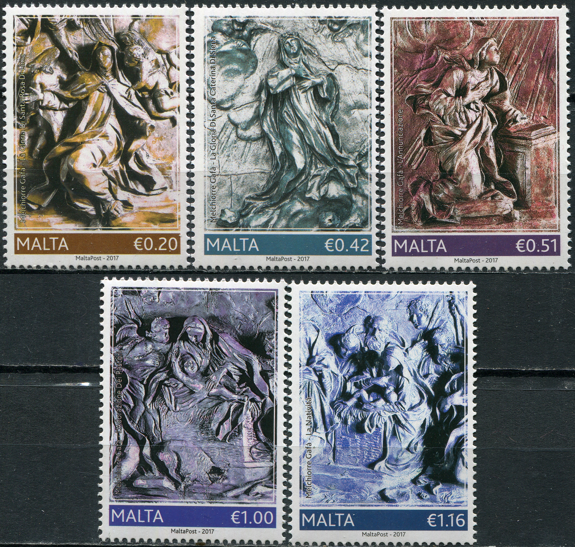 Malta. 2017. 350th Anniversary of the Death of Melchiorre Gafa (MNH **) Set of 5 stamps