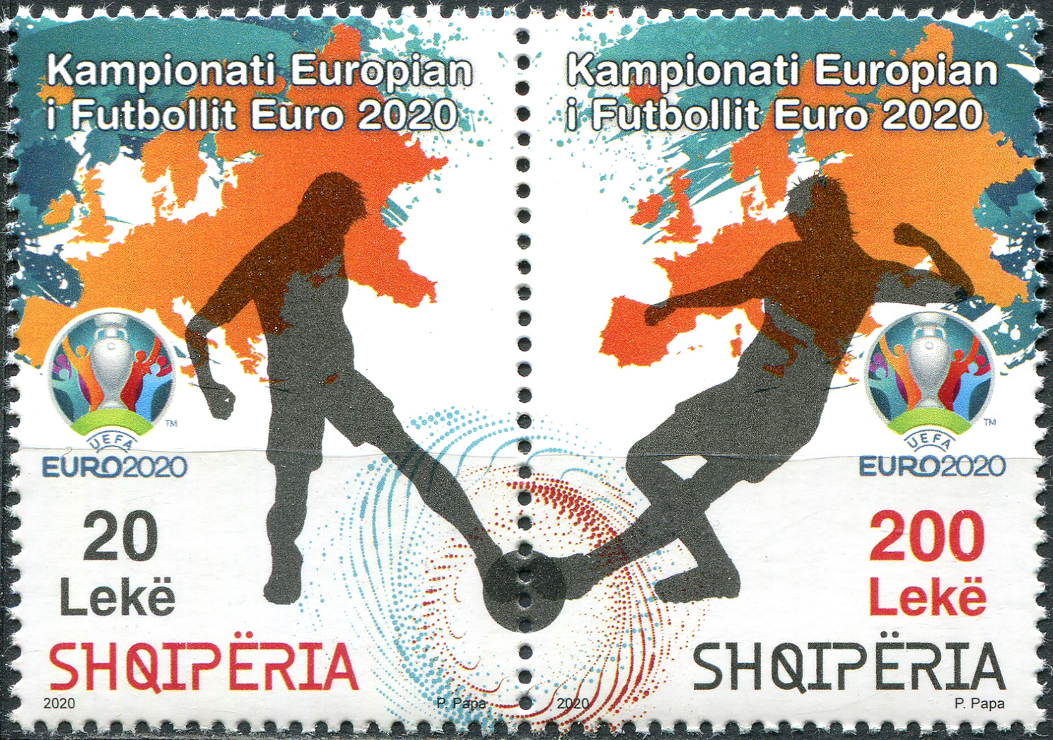 Albania. 2020. European Football Championship 2020 (MNH **) Block of 2 stamps