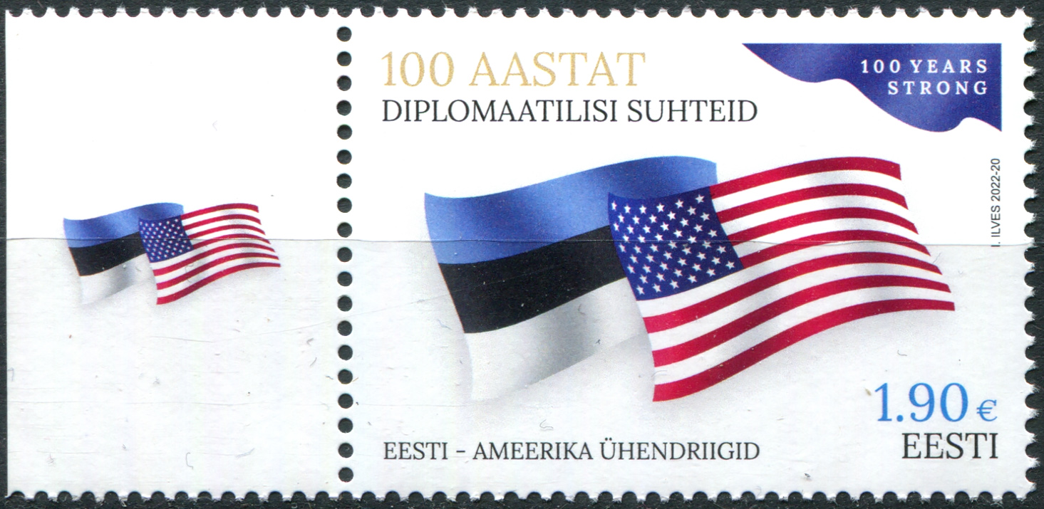 Estonia. 2022. 100th Anniversary of Diplomatic Relations with the United States (MNH **) Stamp