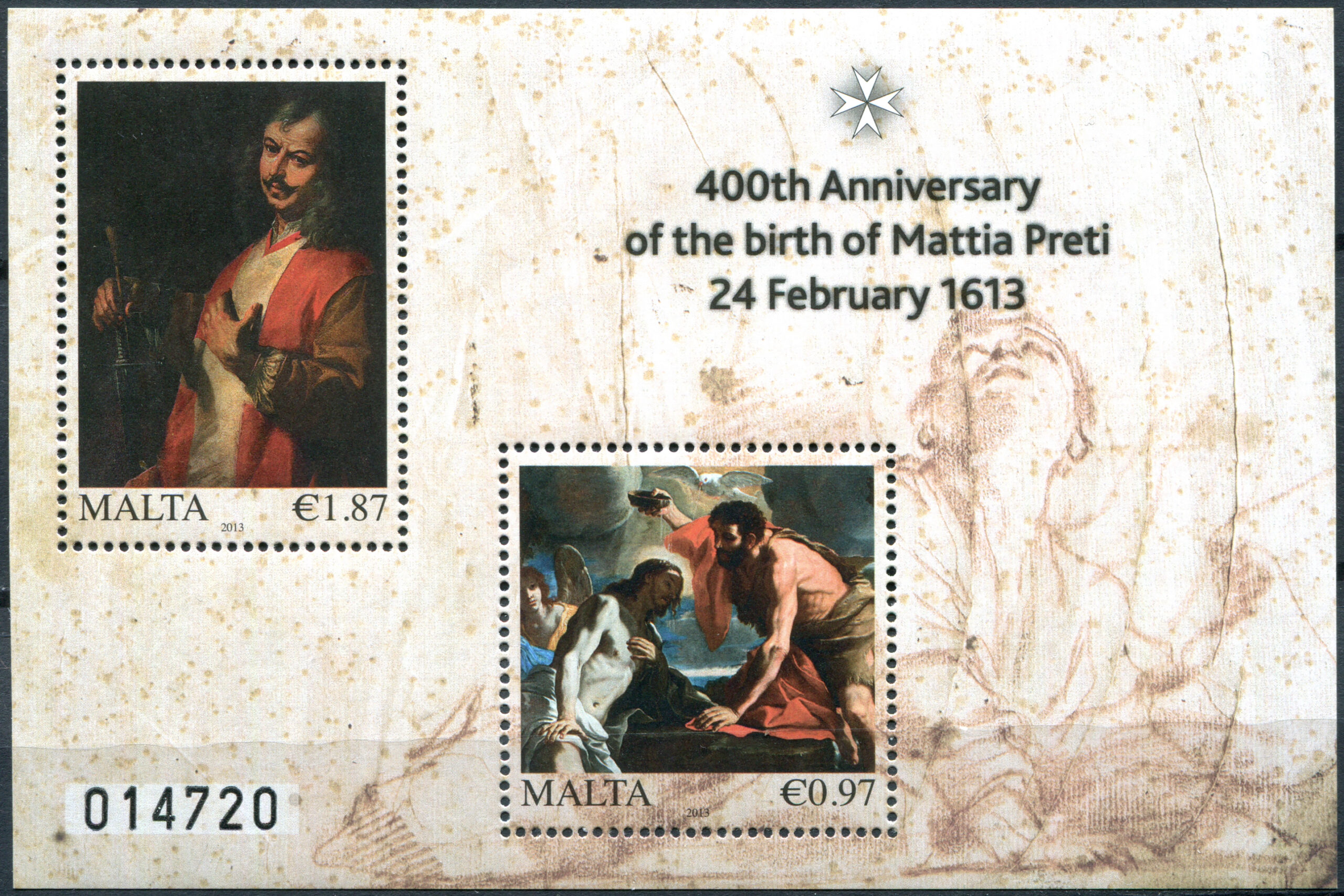 Malta. 2013. 400th Anniversary of the Birth of Mattia Preti (MNH **) Souvenir Sheet