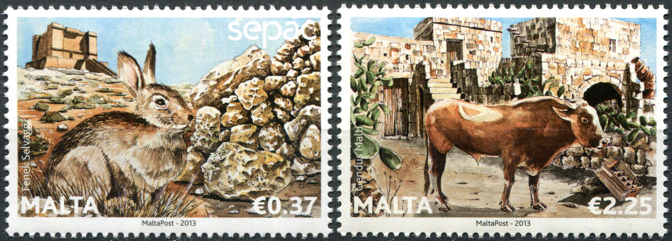 Malta. 2013. Wild and Domestic Fauna of the Maltese Islands (MNH **) Set of 2 stamps