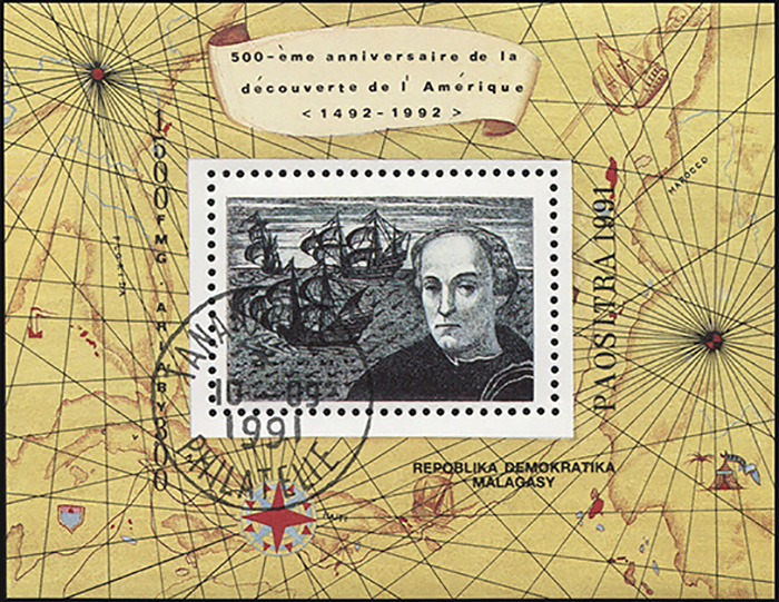 Madagascar. 1991. The 500th Anniversary of the Discovery of the Americas (CTO) Souvenir Sheet