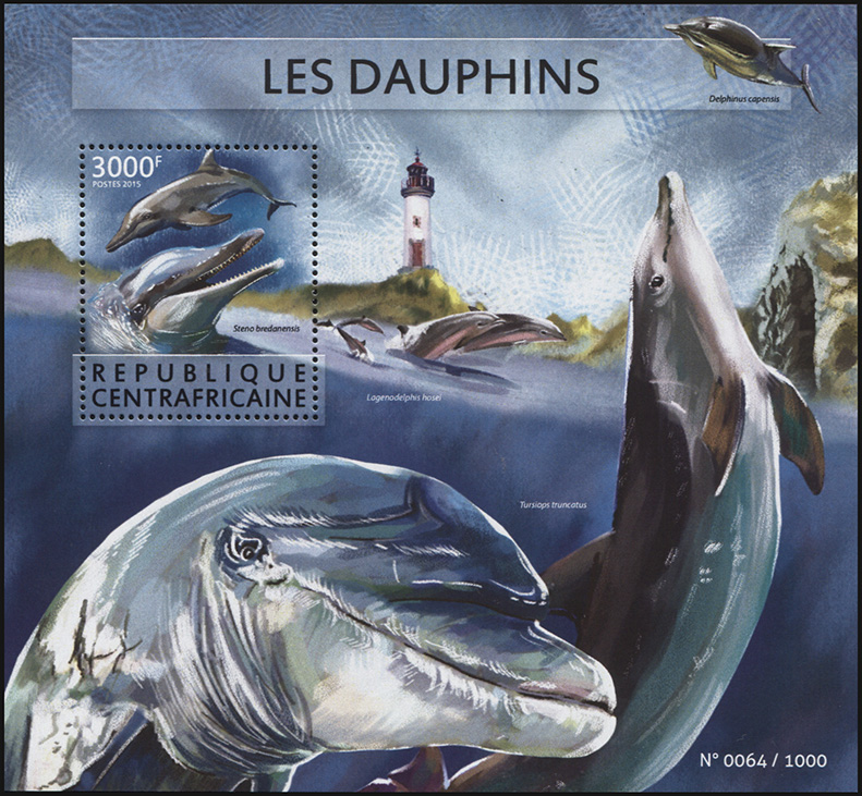 Central African Republic. 2015. Dolphins (MNH **) Souvenir Sheet