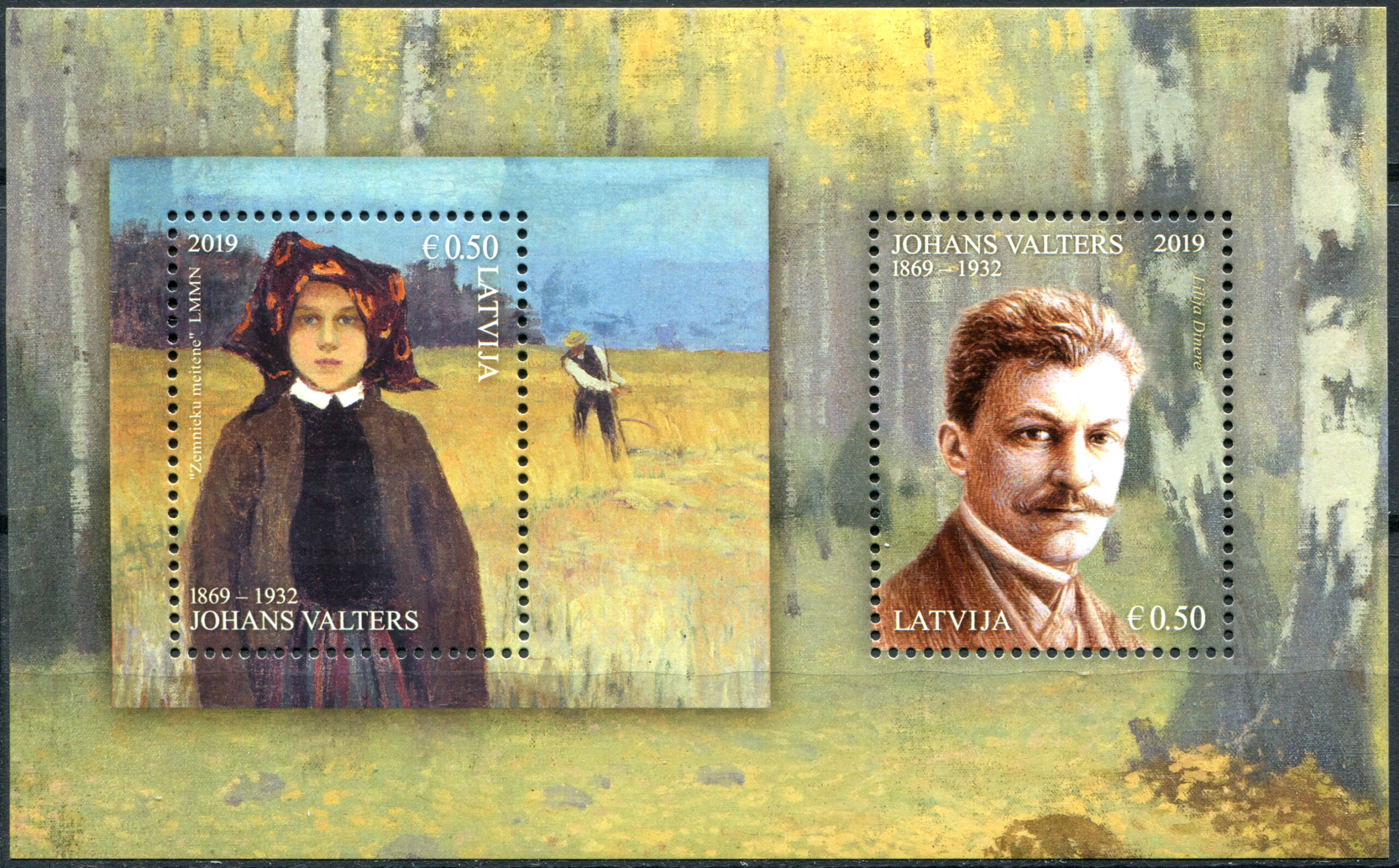 Latvia. 2019. 150th Birth Anniversary of Janis Valter, artist (MNH **) Souvenir Sheet