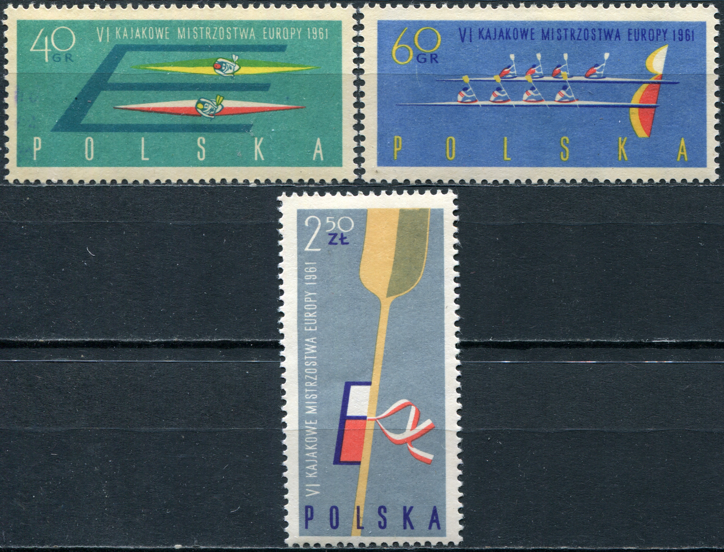 Poland. 1961. 6th European Canoe Championships (MNH **) Set of 3 stamps