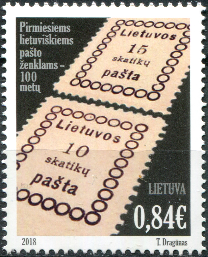 Lithuania. 2018. 100th Anniversary of the First Lithuanian Postage Stamp (MNH **) Stamp