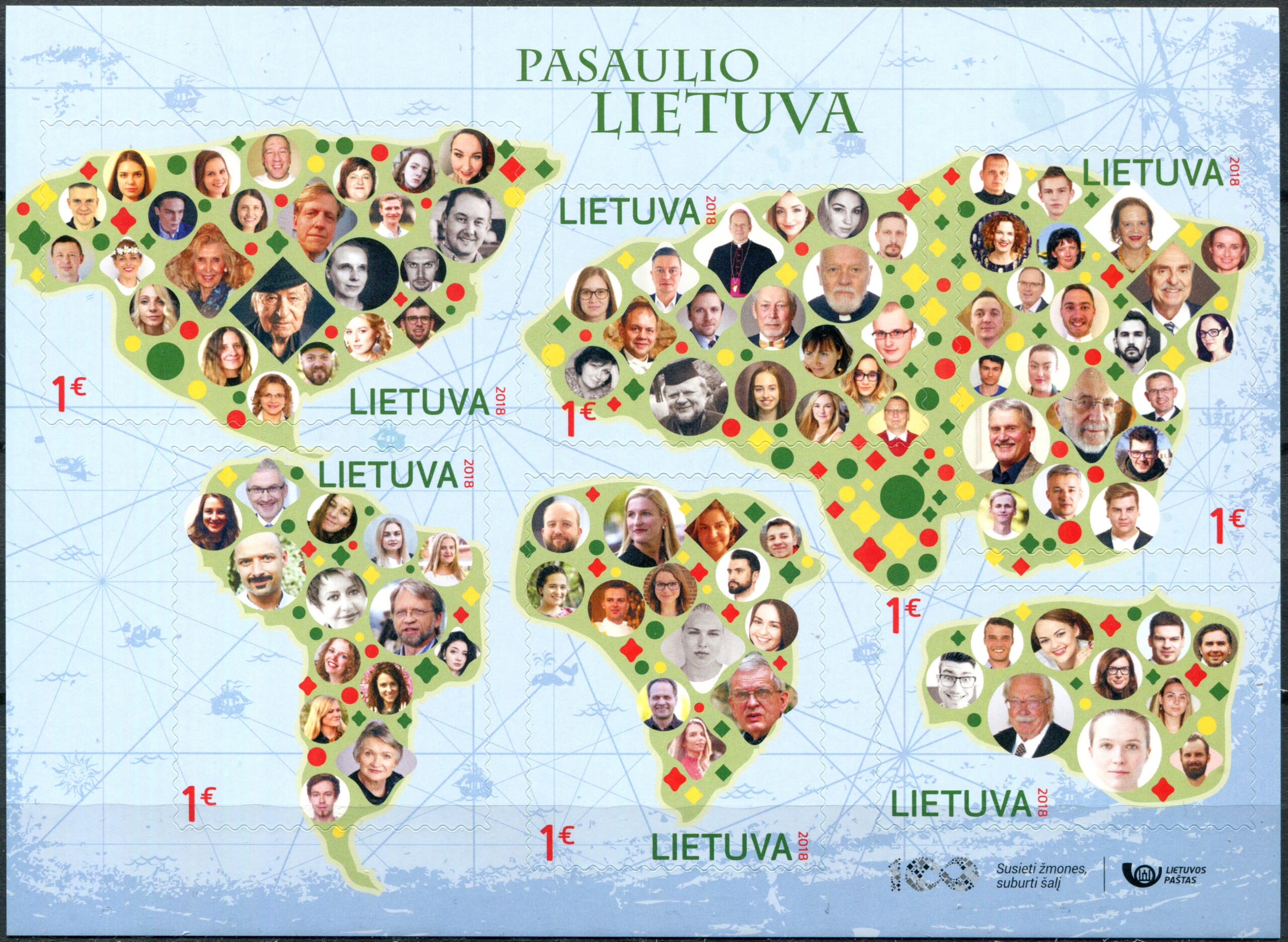 Lithuania. 2018. Famous Lithuanians in the World (MNH **) Miniature Sheet