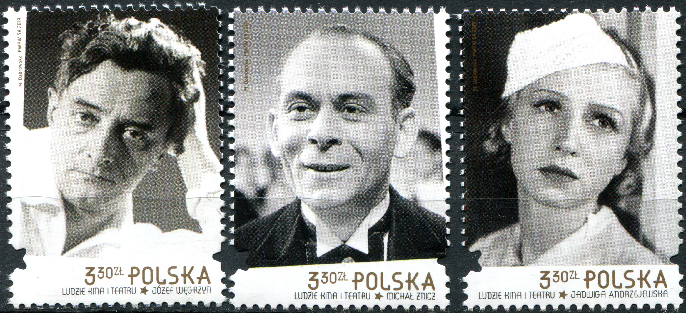 Poland. 2019. Stars of Polish Cinema and Stage (MNH **) Set of 3 stamps