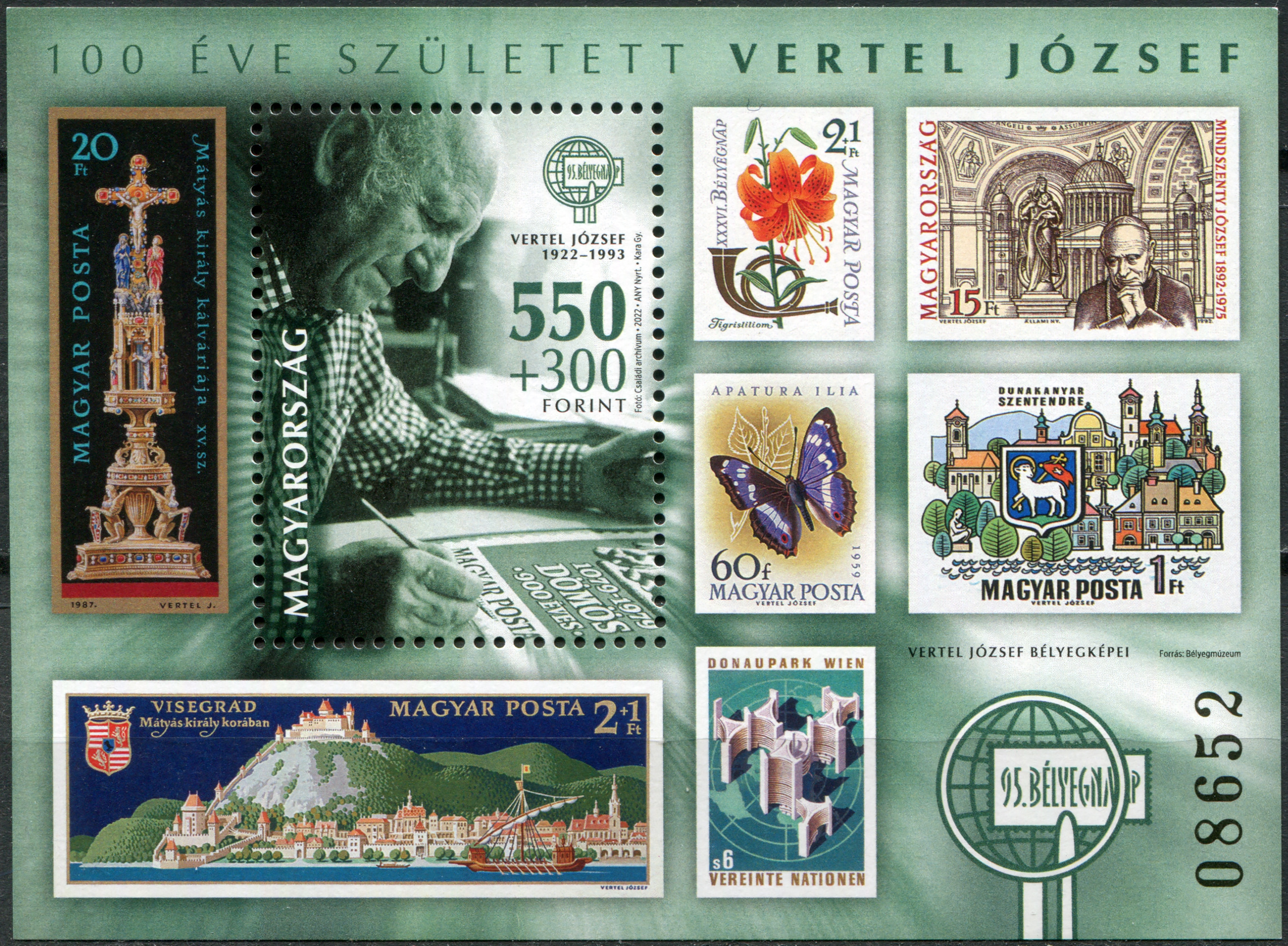 Hungary. 2022. 100th Anniversary of the Birth of Jozsef Vertel, Stamp Designer (MNH **) Souvenir She