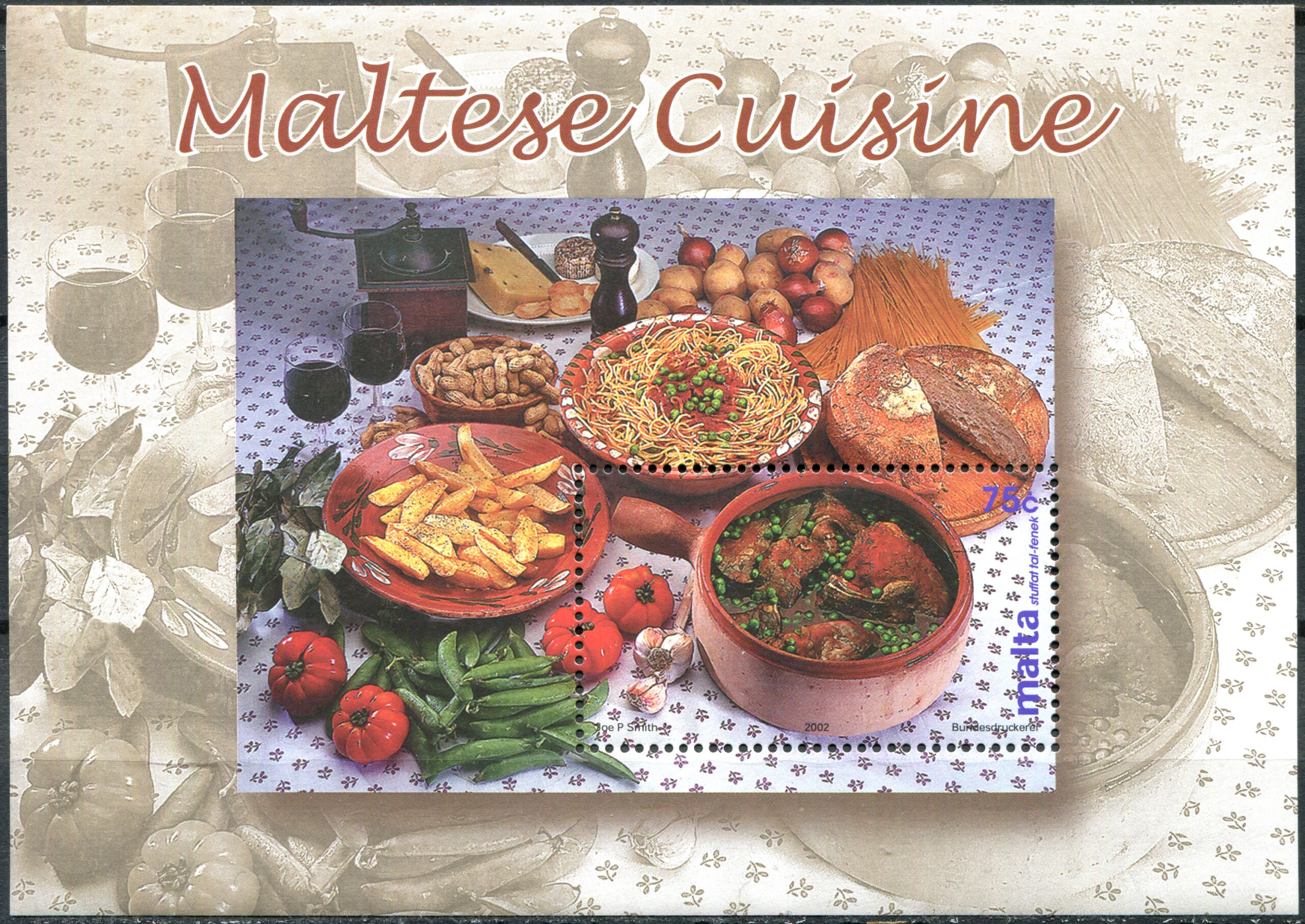 Malta. 2002. Maltese Cuisine. Stewed rabbit (MNH **) Souvenir Sheet