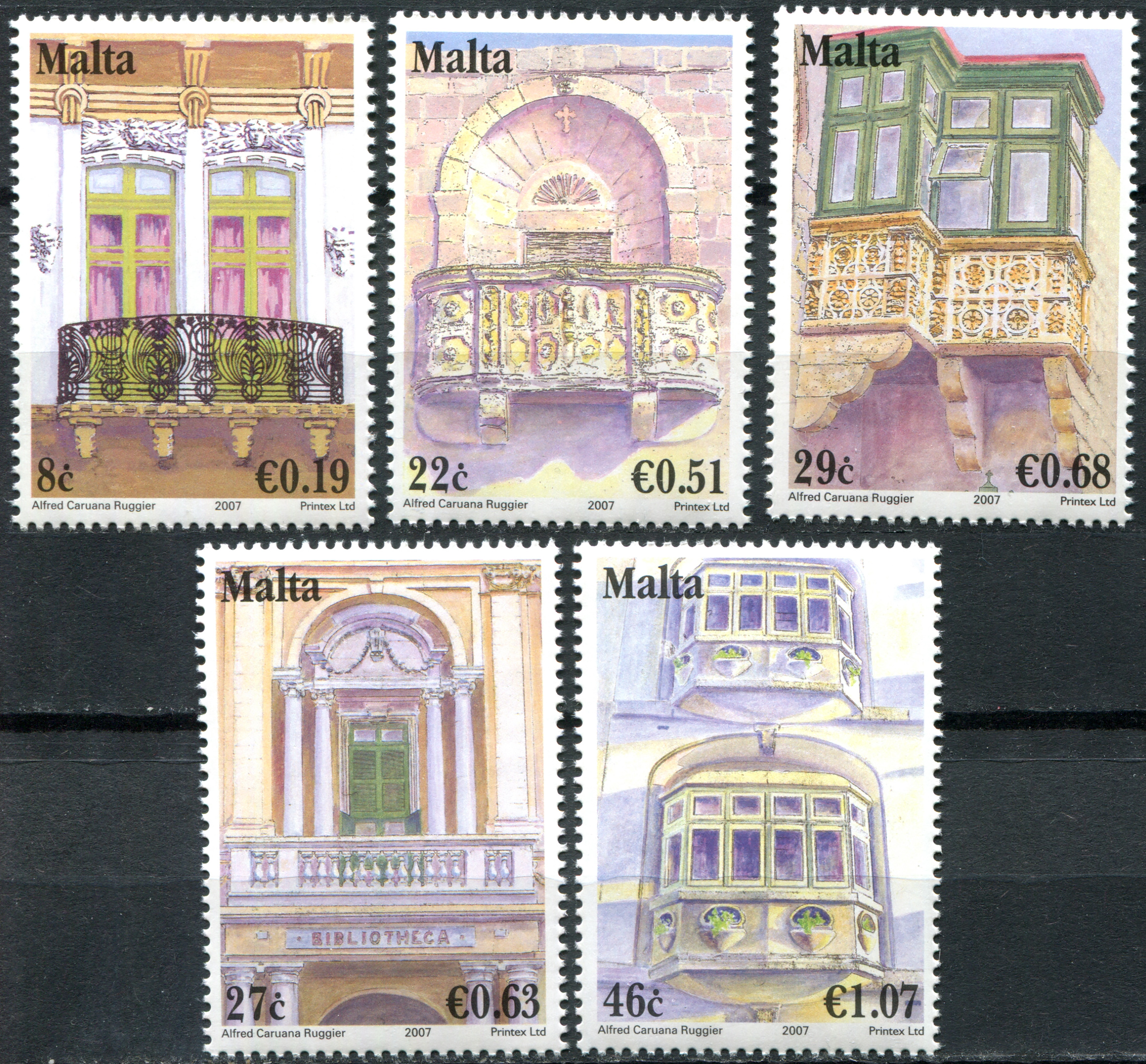 Malta. 2007. Maltese Balconies (MNH **) Set of 5 stamps