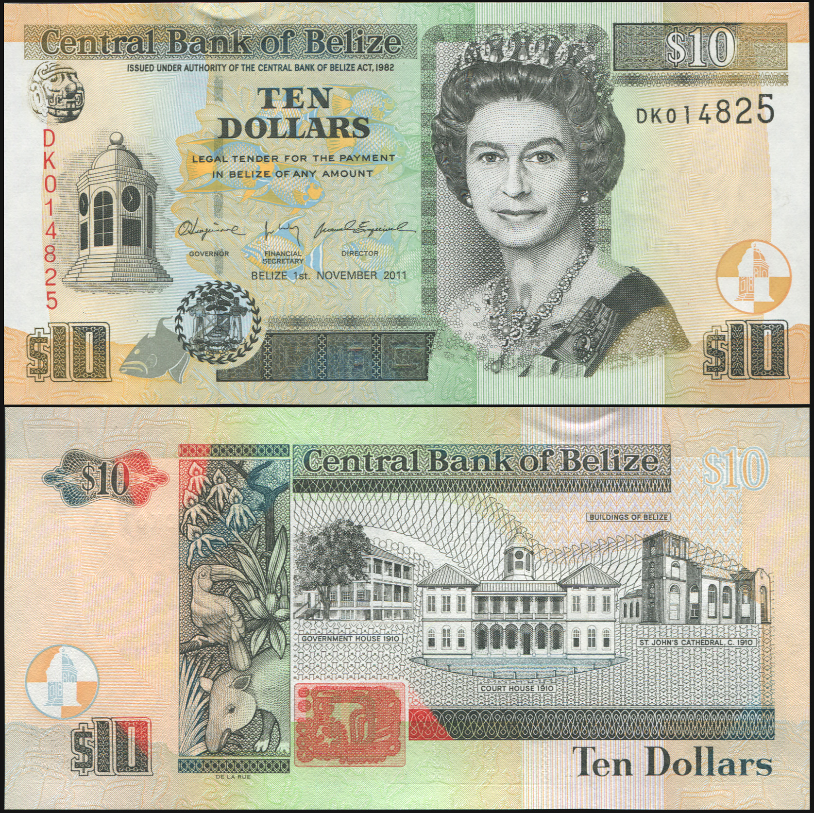 Belize. Banknote 10 dollars. 01.11.2011. Unc. Paper. Кат# P.68d