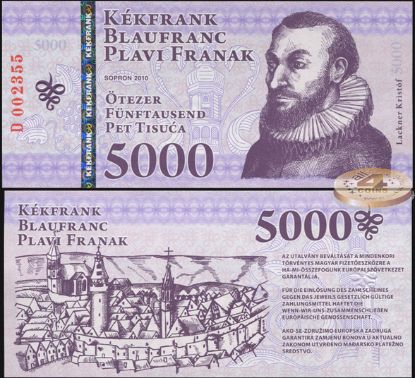 Hungary [Sopron]. Banknote 5000 kekfrank. 2010. Unc. Paper. Кат#