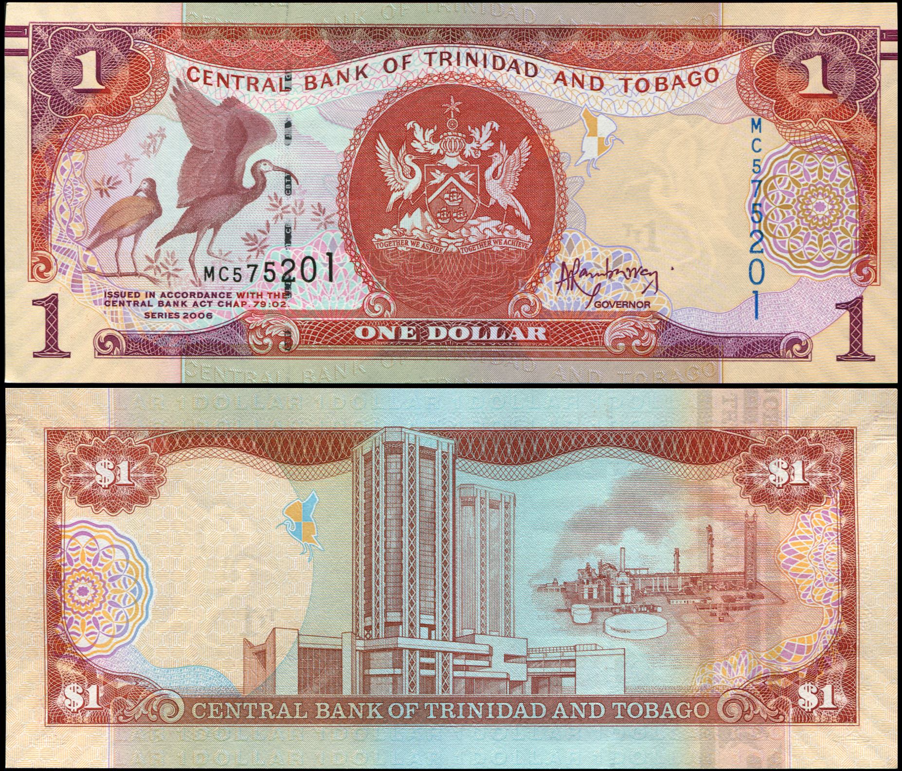 Trinidad and Tobago. Banknote 1 dollar. 2006(2013). Unc. Paper. Кат# P.46Aa