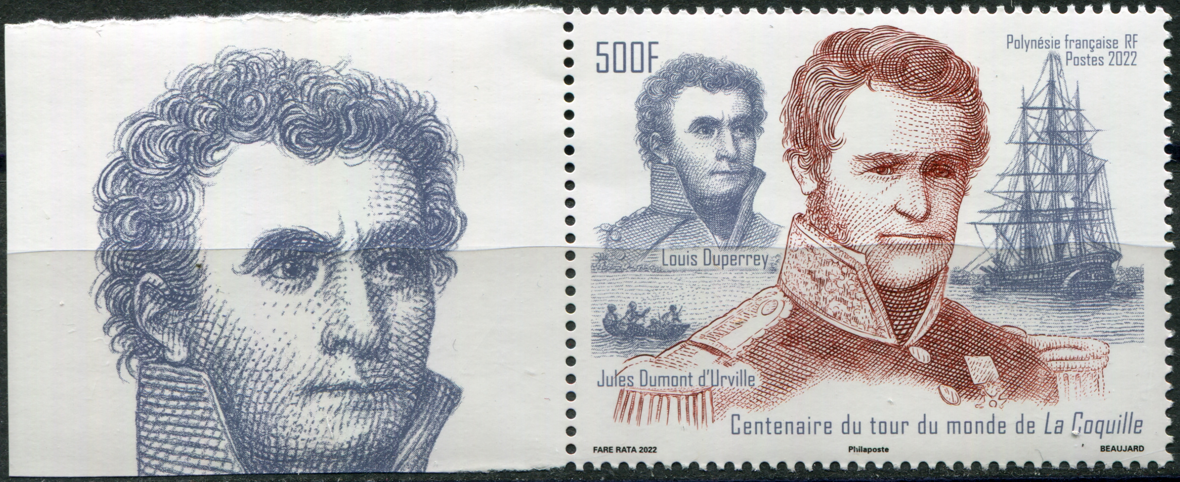 French Polynesia. 2022. 200th Anniversary of the Voyage of Jules Dumont d'Urville (MNH **) Block