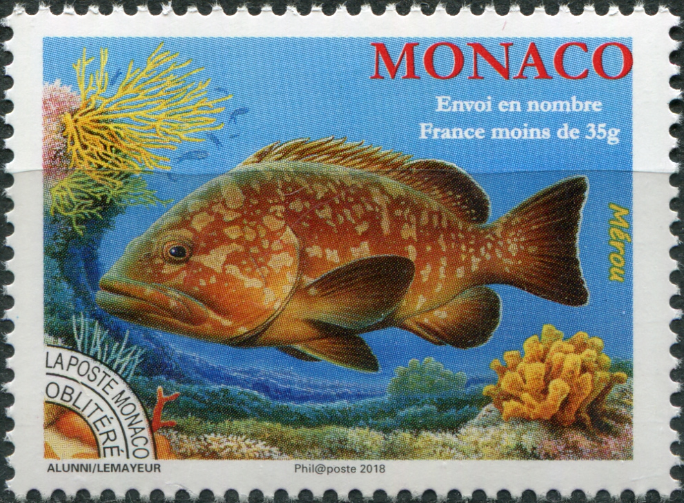 Monaco. 2018. Grouper (Epinephelus lanceolatus) (MNH **) Stamp