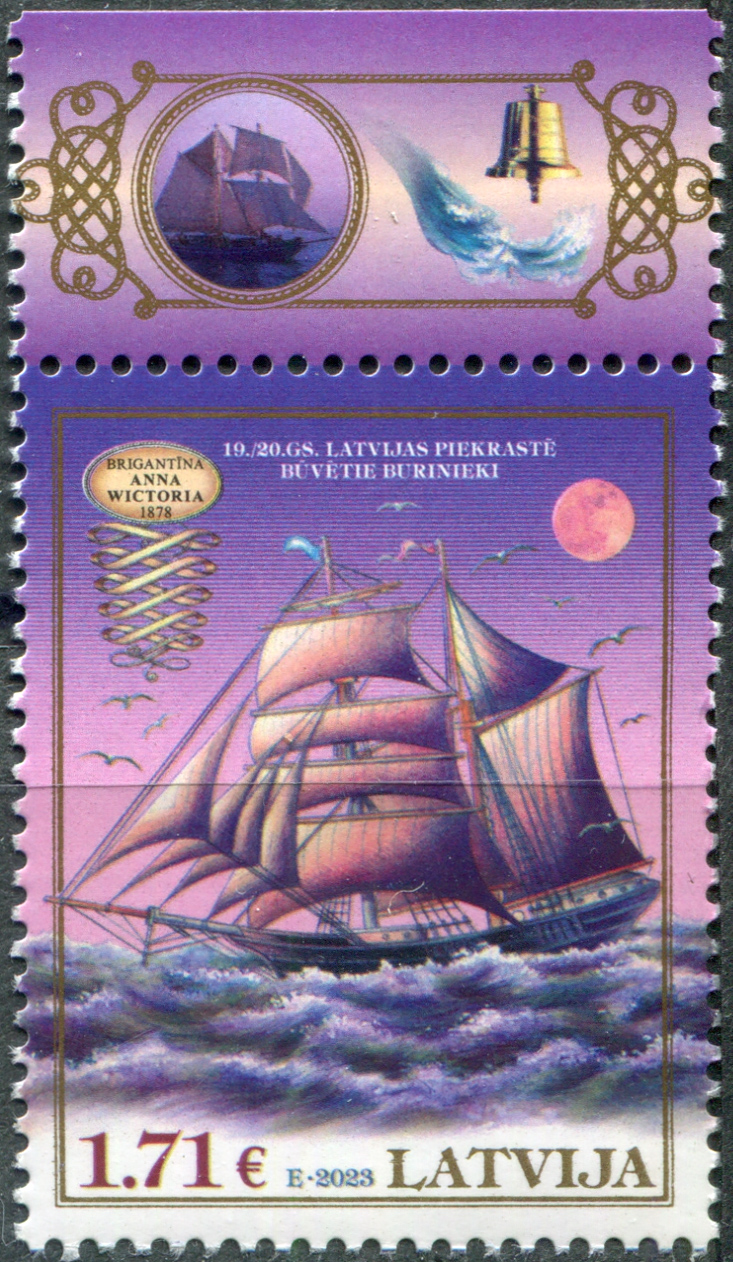 Latvia. 2023. Brigantine Anna Victoria, 1878 (MNH **) Stamp