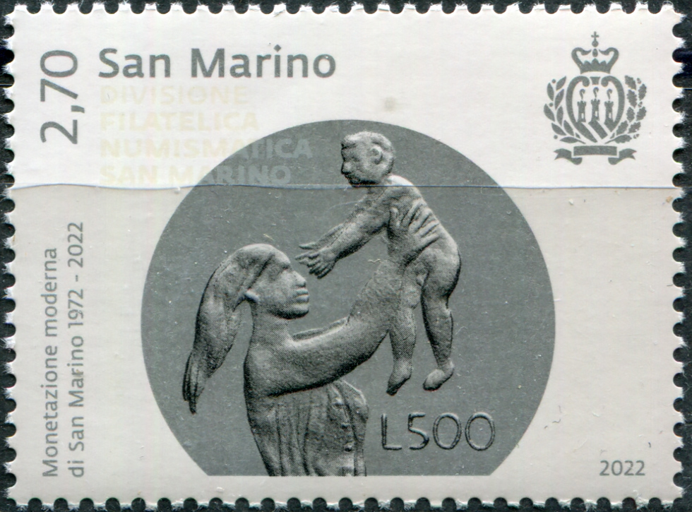 San Marino. 2022. 50th Anniversary of Modern Coinage in San Marino (MNH **) Stamp