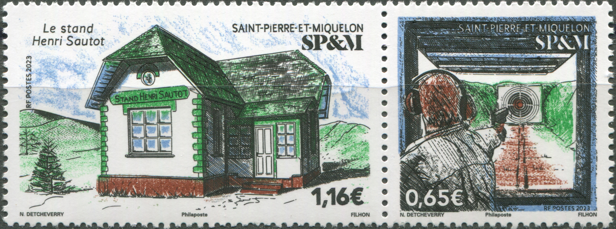 Saint Pierre and Miquelon. 2023. Henri Sautot Shooting Range (MNH **) Block of 2 stamps