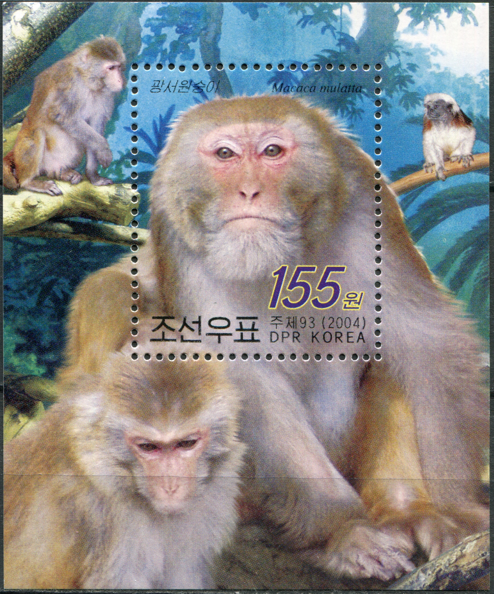 Korea North. 2004. Rhesus monkey (Macaca mulatta) (MNH **) Souvenir Sheet