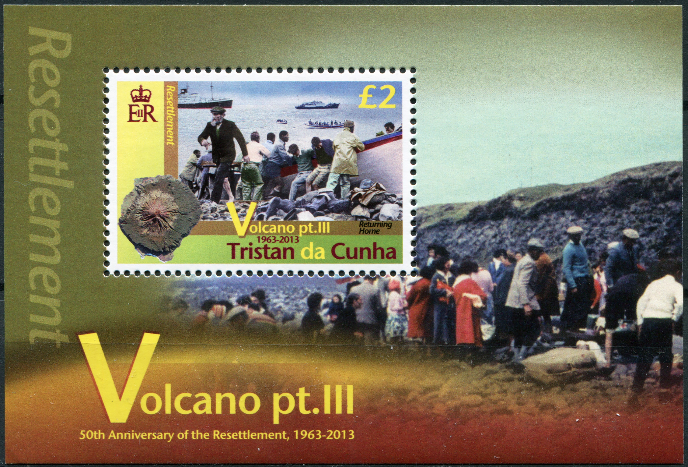 Tristan Da Cunha. 2013. 50th Anniversary of the Resettlement, 1963-2013 (MNH **) Souvenir Sheet