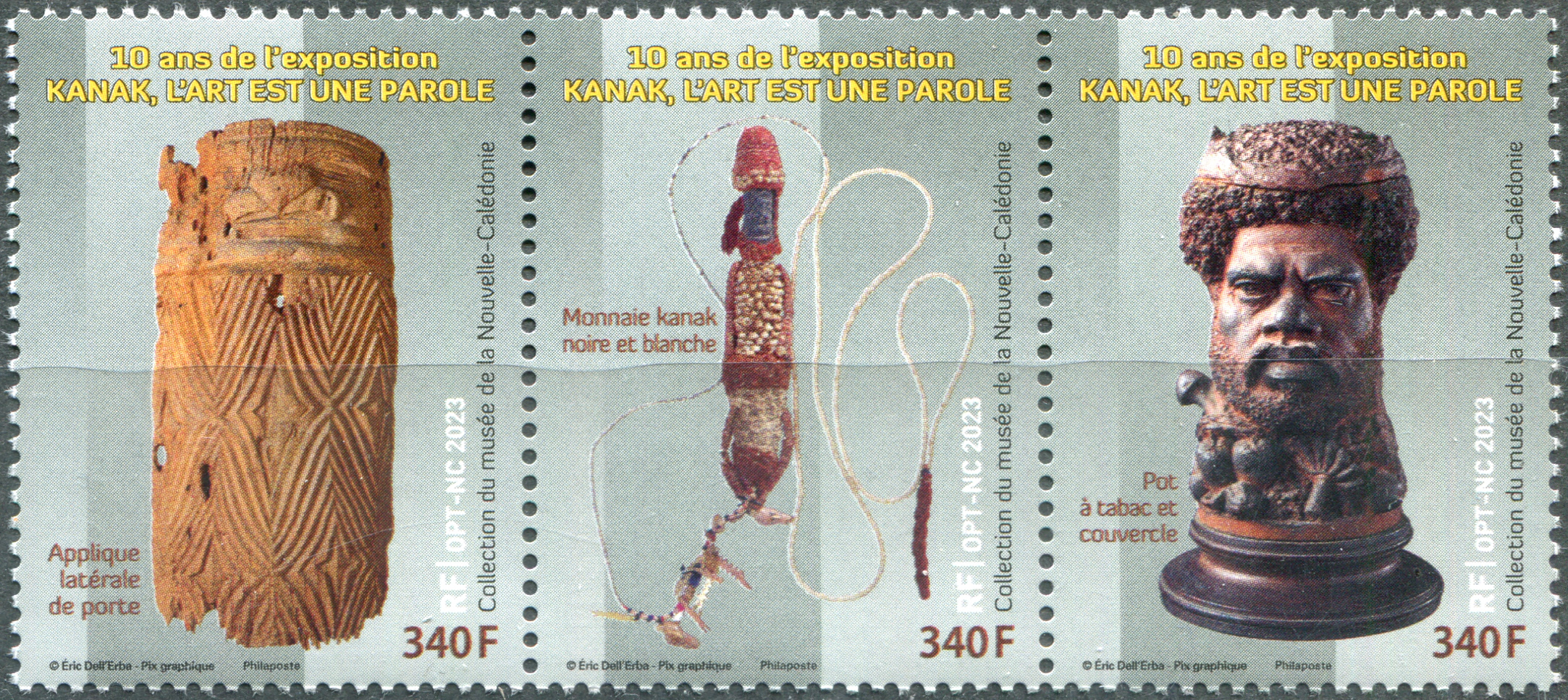 New Caledonia. 2023. 10 years of the exhibition art is a word (MNH **) Block of 3 stamps