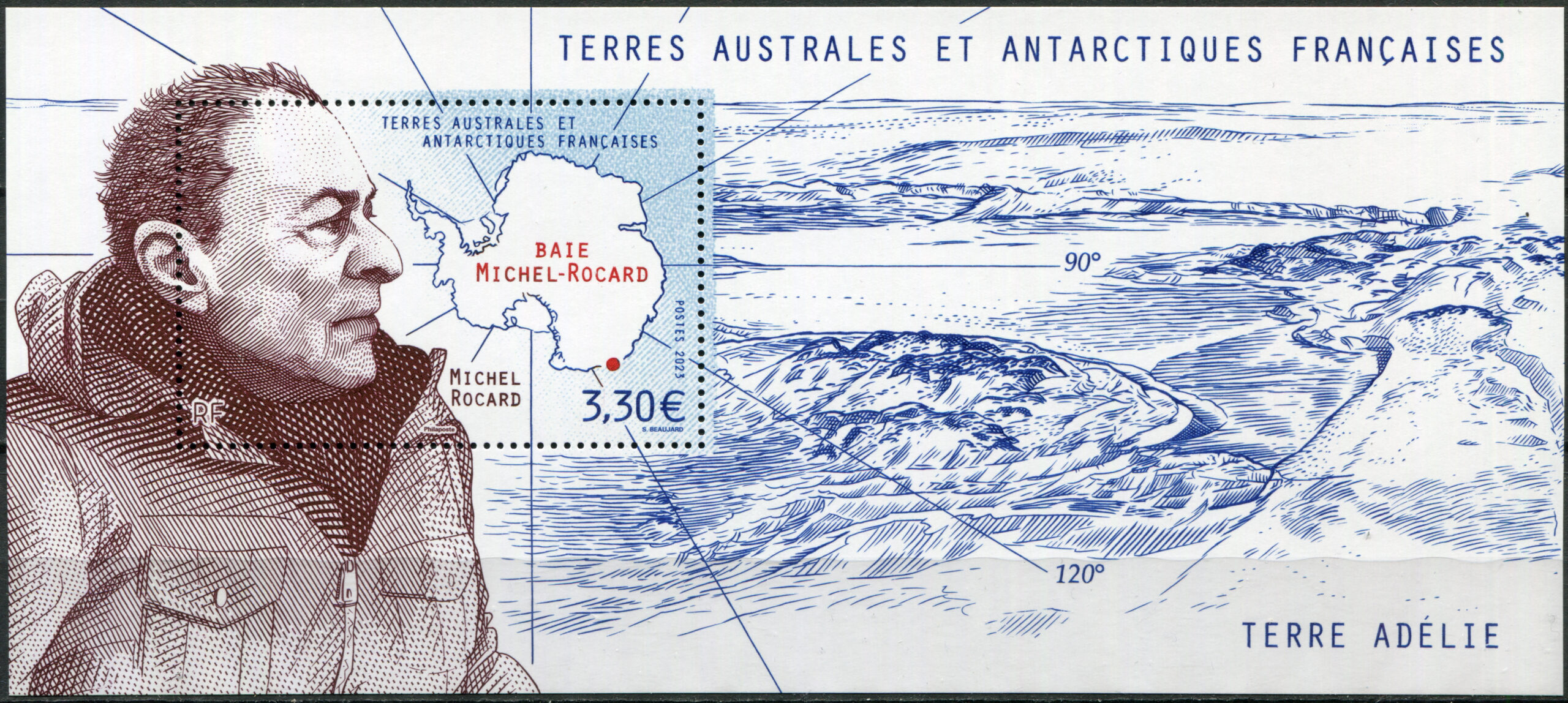 French Southern and Antarctic Lands. 2023. Michel Rocard, Prime Minister of France (MNH **) S/Sheet