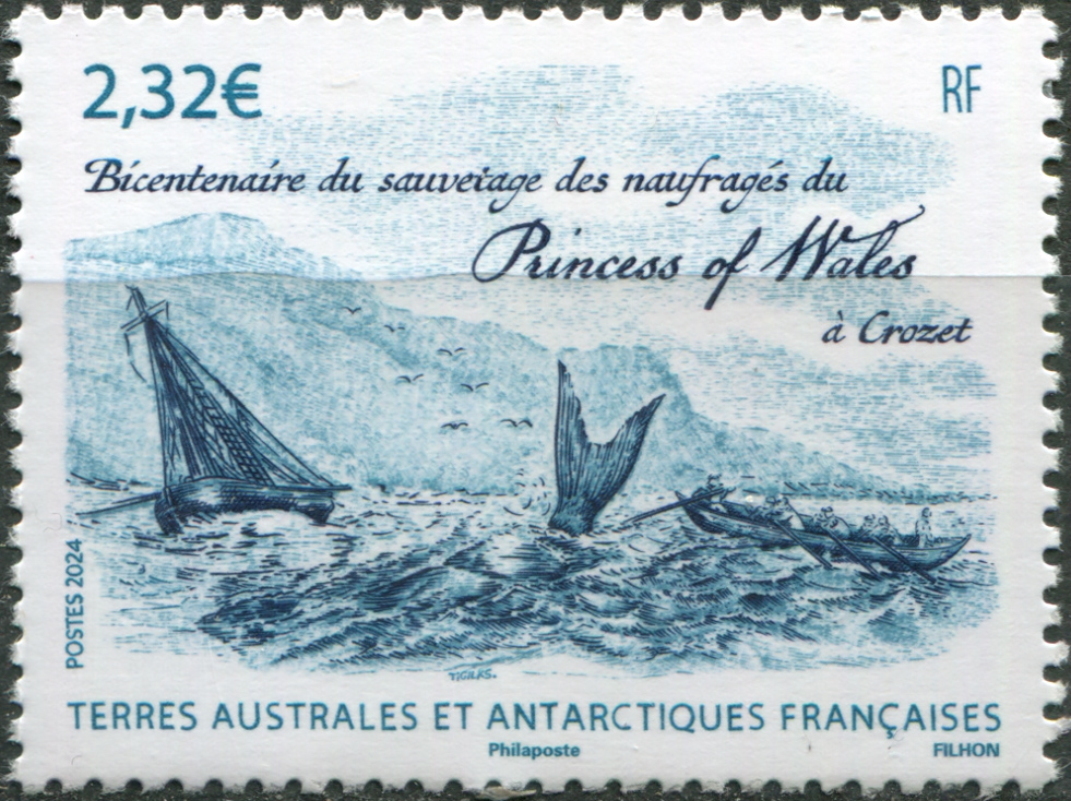 TAAF. 2024. Rescue of Survivors from the Princess of Wales Shipwreck (MNH **) Stamp