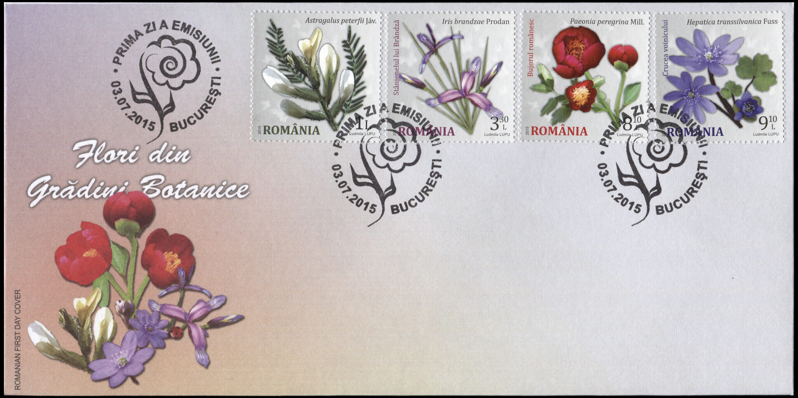 Romania. 2015. Flowers from Botanical Gardens (Mint) First Day Cover