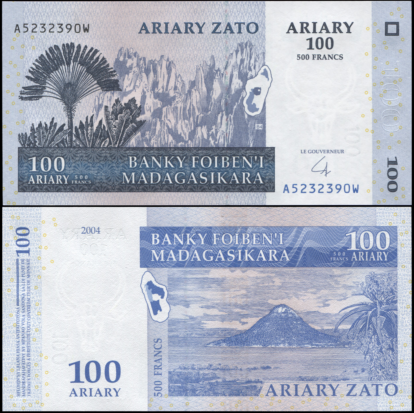 Madagascar. Banknote 100 ariary. 2004 (2008). Unc. Paper. Кат# P.86b