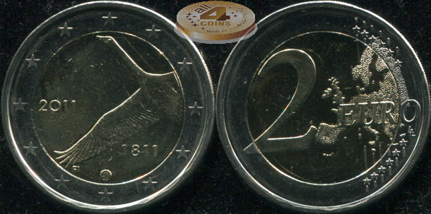 Finland 2 euro coin. 2011 (Unc. Bi-Metallic) 200 years of the Bank of Finland