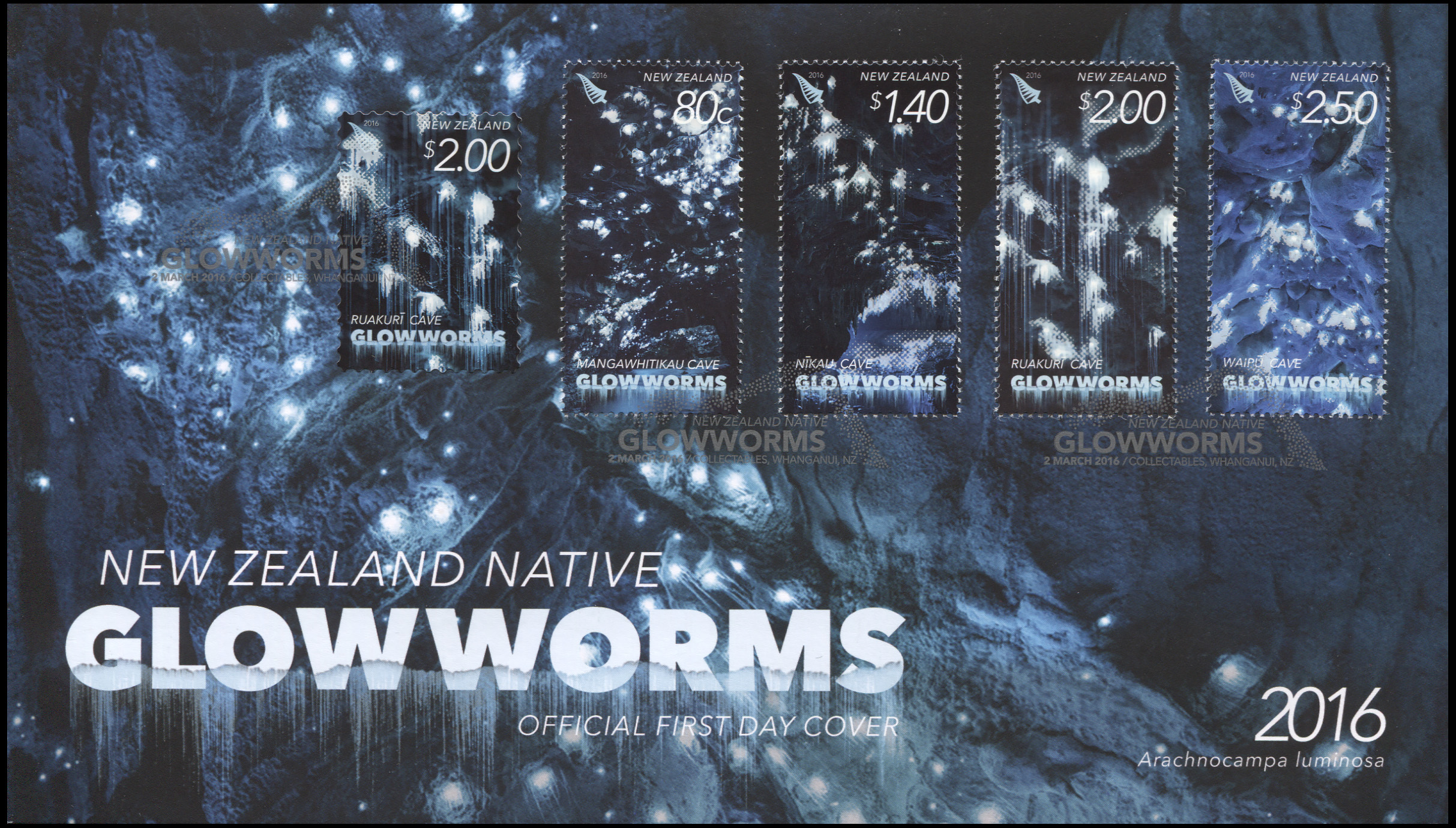 New Zealand. 2016. Native Glowworms (Mint) First Day Cover