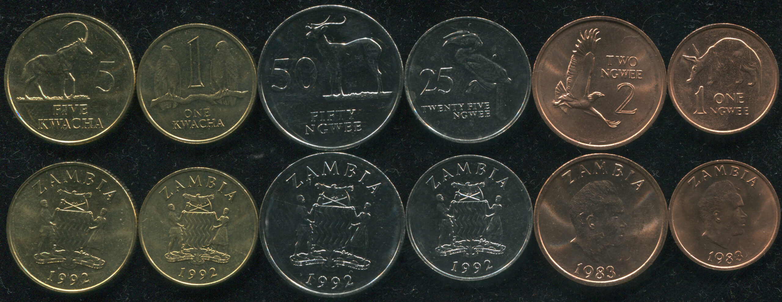 Zambia. Coins set #4 (6 coins. aUnc-Unc) 1983-92