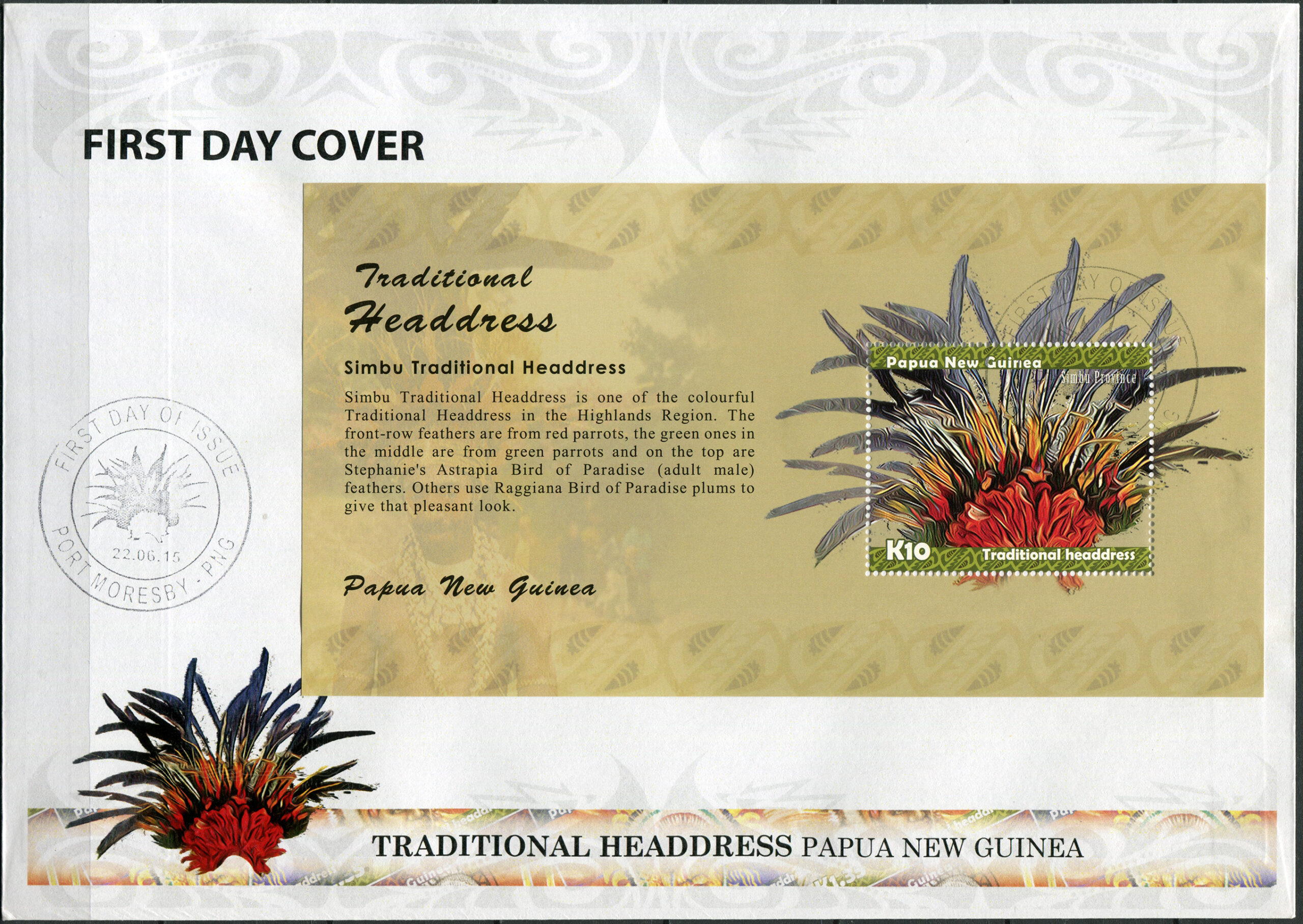 Papua New Guinea. 2015. Traditional Headdress (III) (Mint) First Day Cover