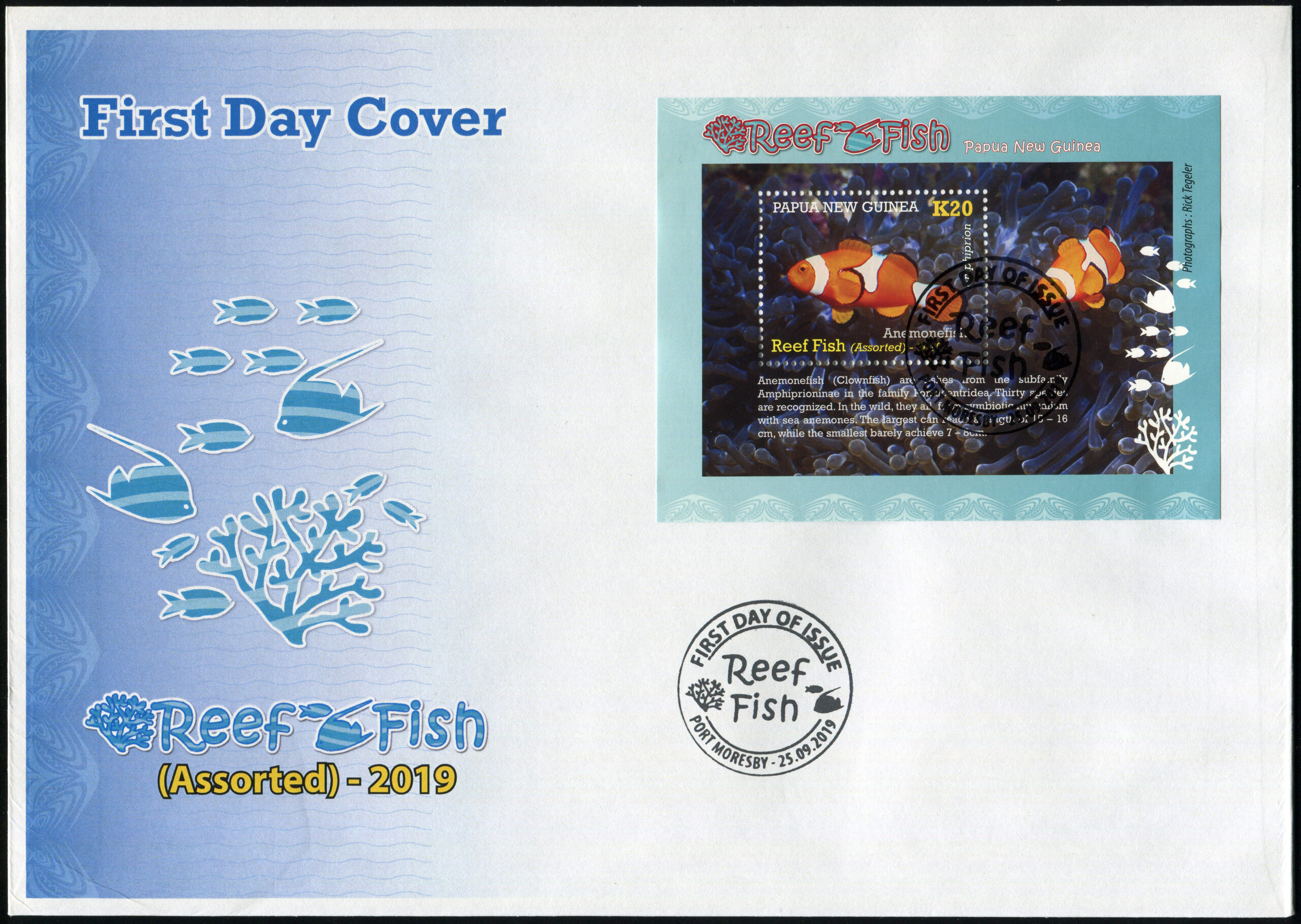 Papua New Guinea. 2019. Reef Fish. Anemonefish (Mint) First Day Cover