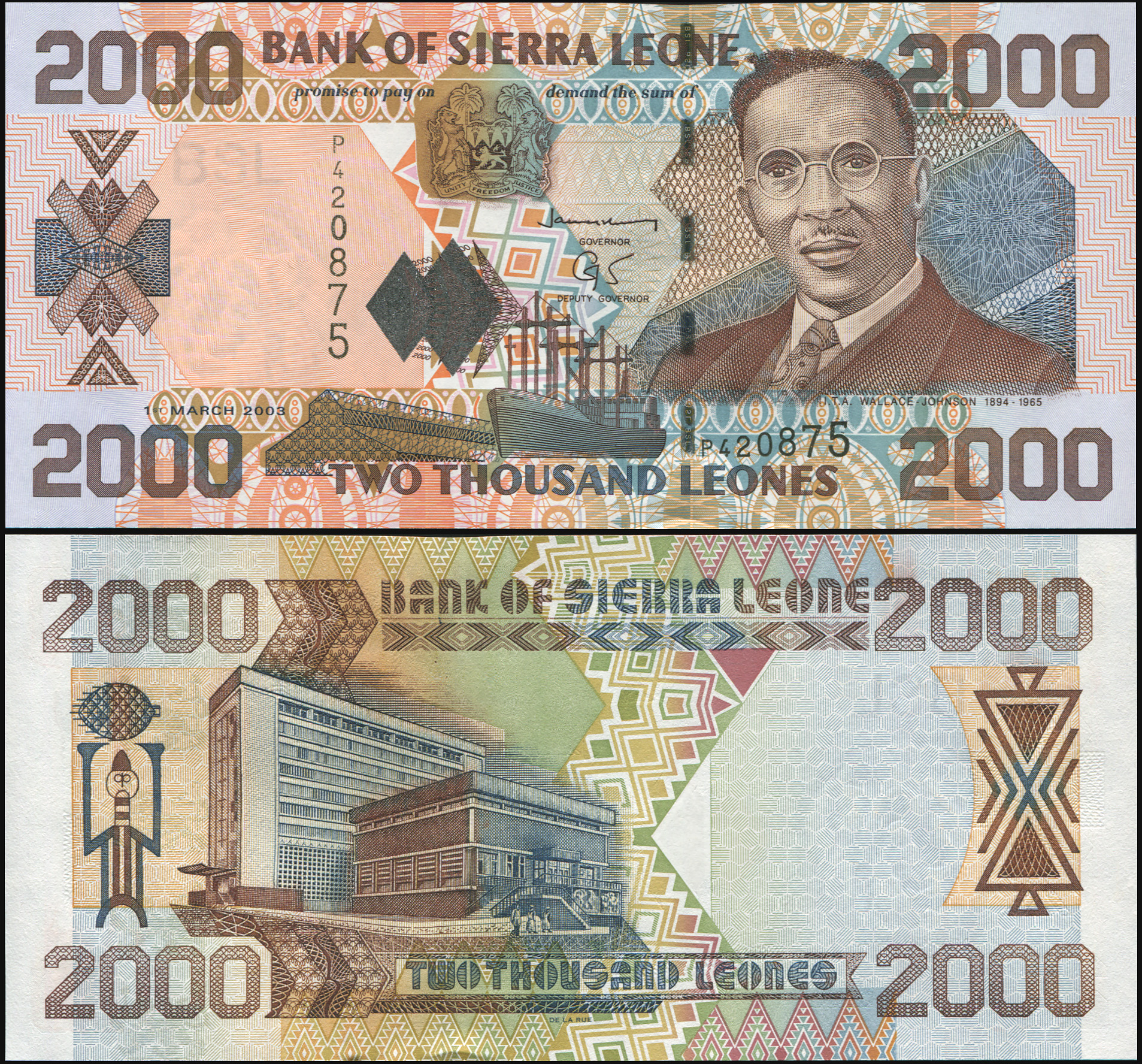 Sierra Leone. Banknote 2000 leones. 2003. Unc. Paper. Кат# P.26b