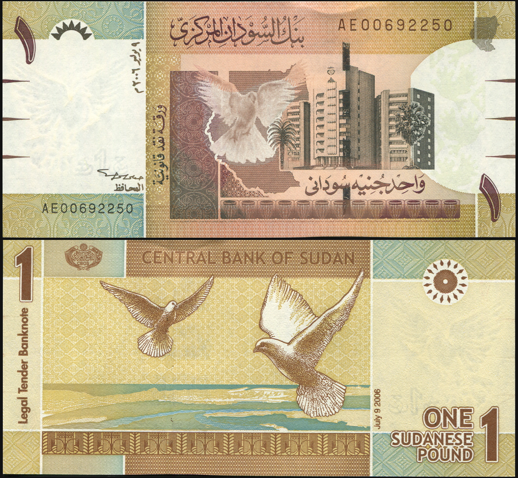 Sudan. Banknote 1 Sudanese pound. 2006 (2007). Unc. Paper. Кат# P.64a