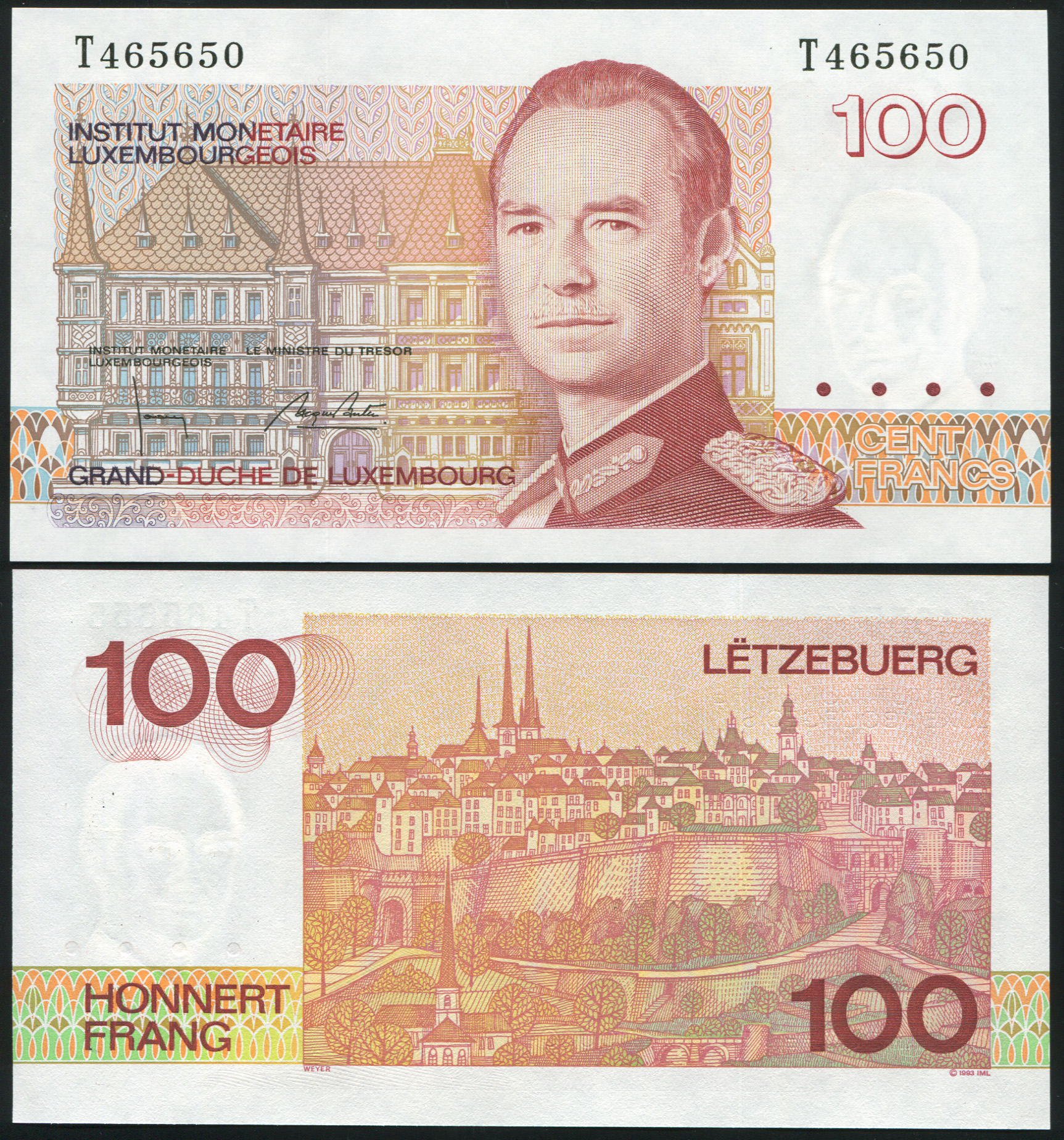 Luxembourg. Banknote 100 francs. 1993. Unc. Paper. Кат# P.58b