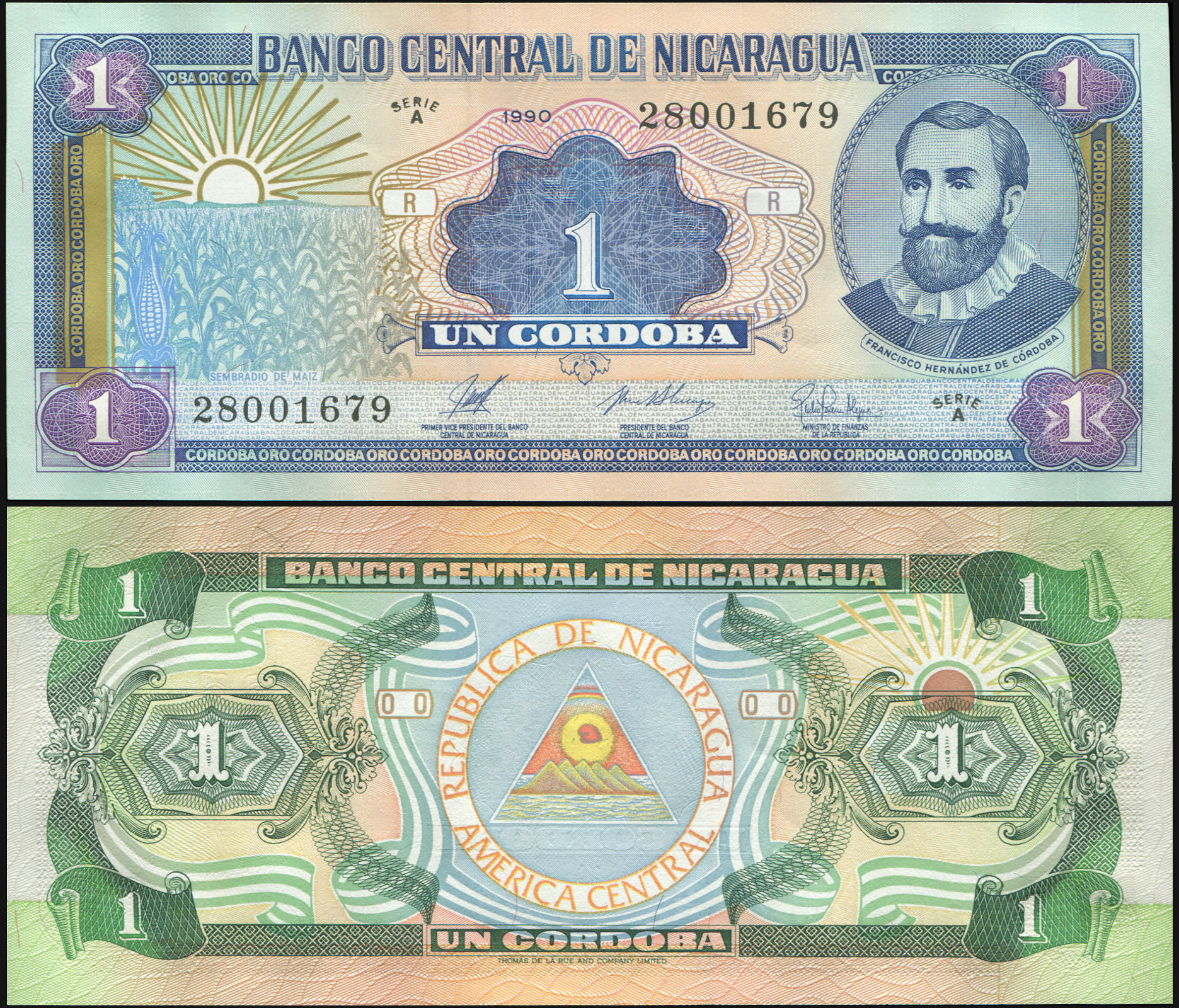 Nicaragua. Banknote 1 cordoba. 1990. Unc. Paper. Кат# P.173b