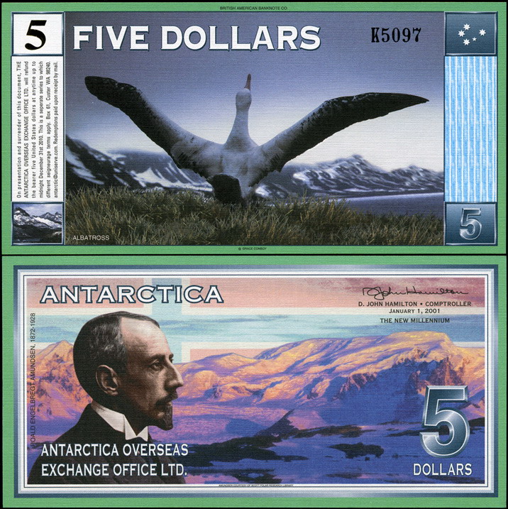 Antarctica. Banknote 5 dollars. 2001. Unc. Paper. Кат# P.NL