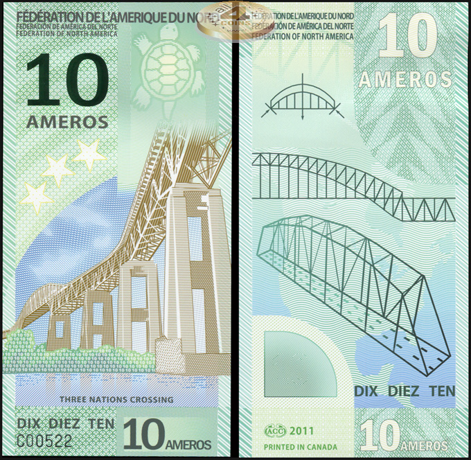 Federation of North America. Banknote 10 ameros. 2011. Unc. Polymer. Кат#