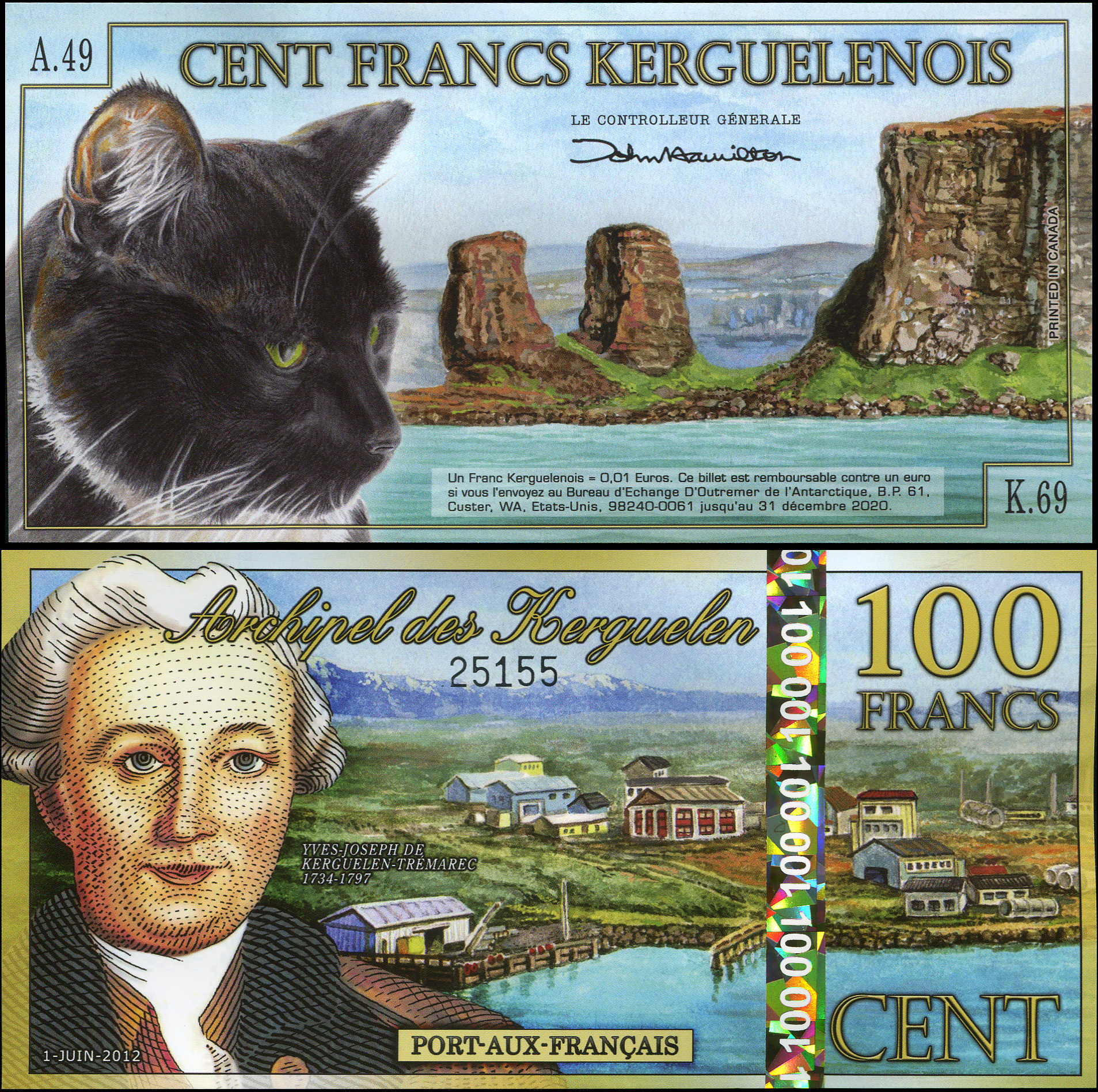 Kerguelen Islands. Banknote 100 francs. 2012. Unc. Polymer. Кат# P.NL