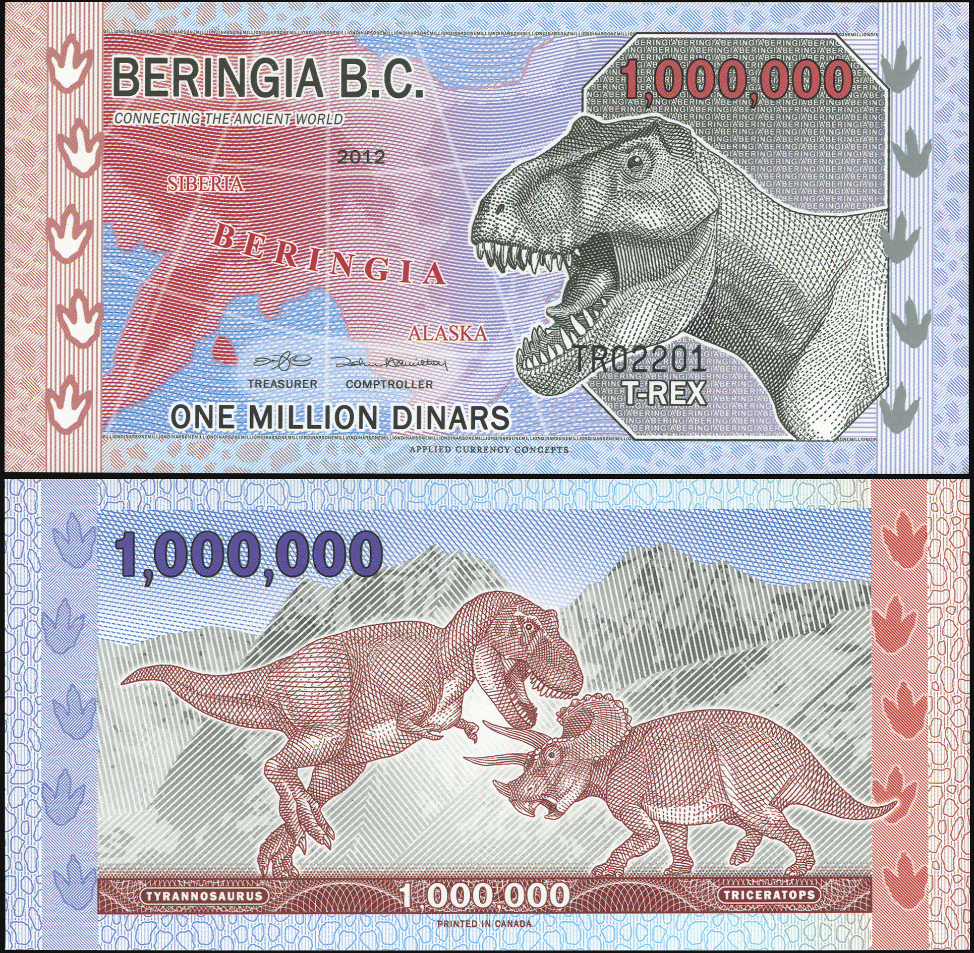 Beringia. Banknote 1000000 dinars. 2012. Unc. Polymer. Кат# P.NL