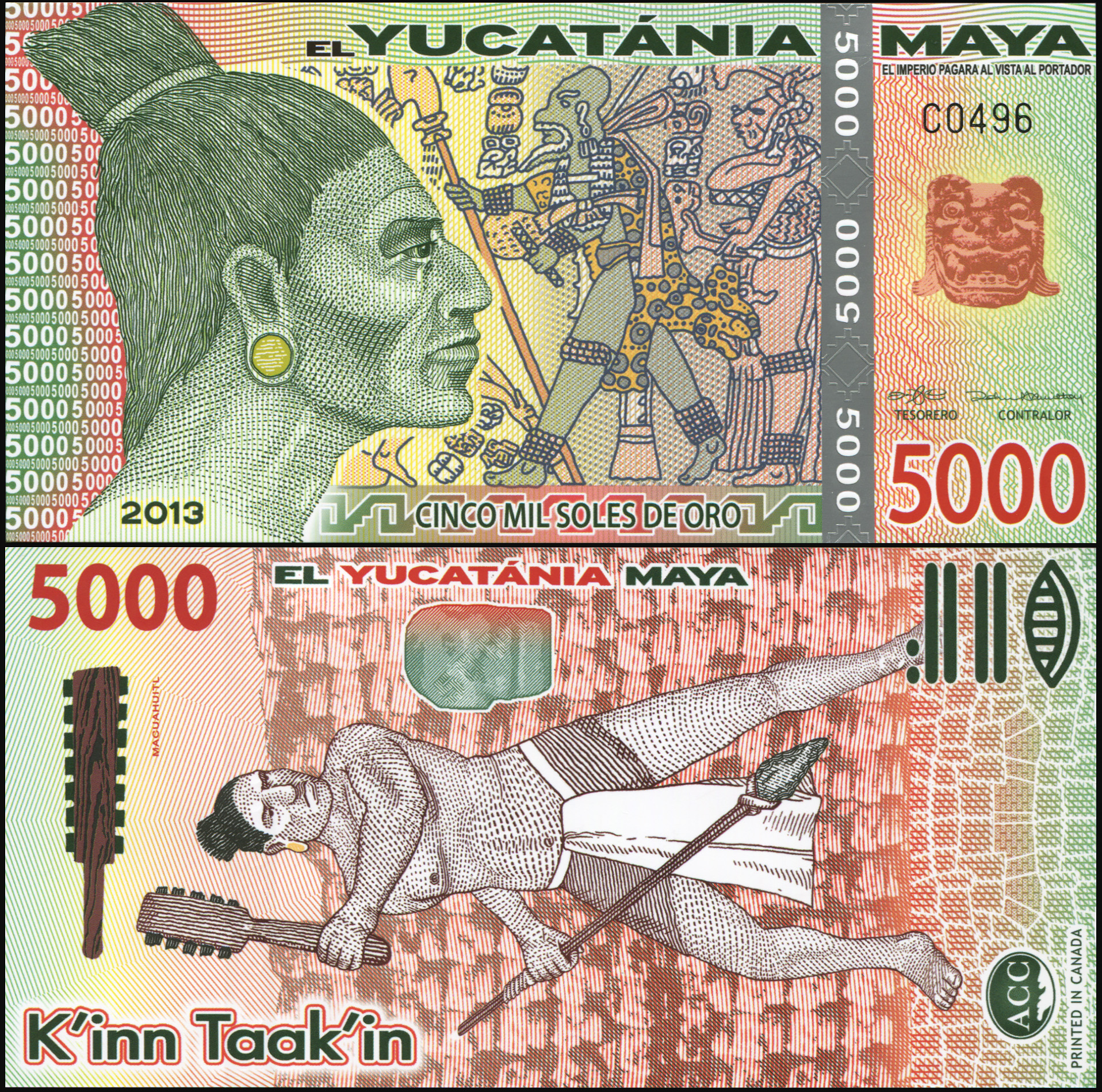 Yucatania Maya. Banknote 5000 soles de oro. 2013. Unc. Polymer. Кат# P.NL