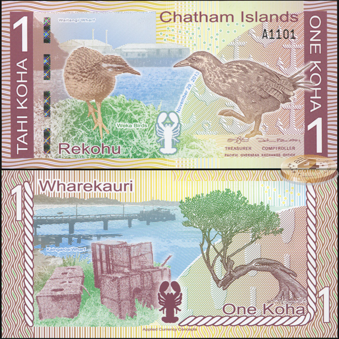 Chatham Islands. Banknote 1 koha. 2013. Unc. Polymer. Кат#