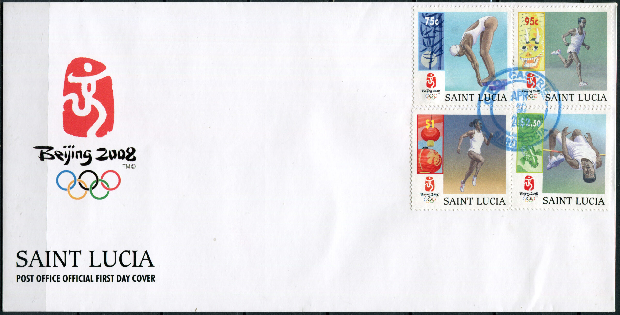 Saint Lucia. 2008. Games of the XXIX Olympiad - Beijing 2008 (Mint) First Day Cover